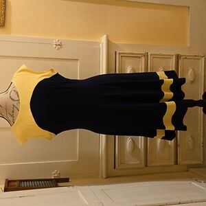 American Living navy and yellow stretch dress Sz 14 🎁